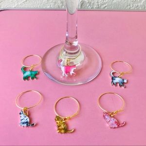 4/$10!!Colorful cat wine glass charms